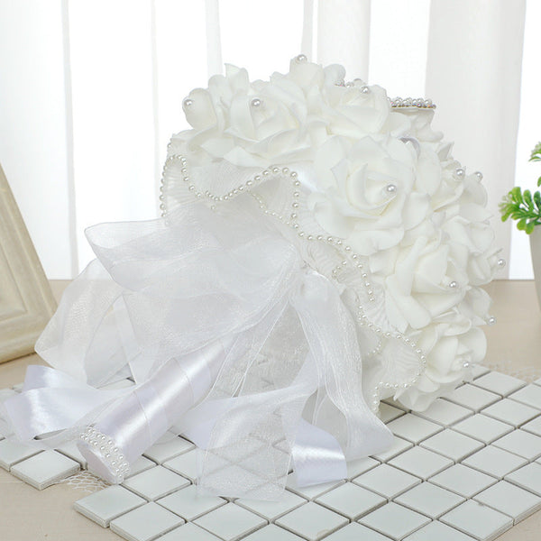 Wedding Flower For The Groom And Bride, Simulated Foam Rose Wedding Bouquet, WF30