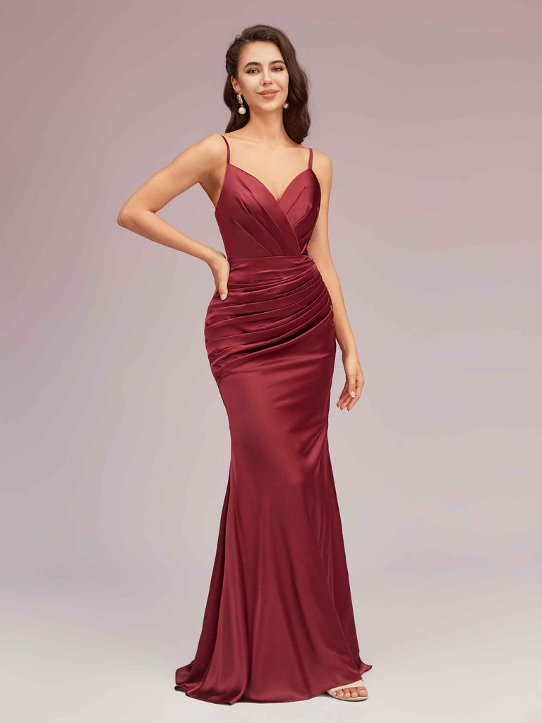 Sexy Backless Mermaid Spaghetti Straps Long Silky Satin Prom Dresses Online Sexy Backless Mermaid Spaghetti Straps Long Silky Satin Prom Dresses Online