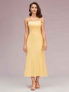 Elegant Ankle Length Spaghetti Straps Short Soft Satin Bridesmaid Dresses