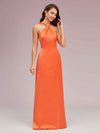 Elegant A-line Halter Sleeveless Floor Length Long Soft Satin Bridesmaid Dresses