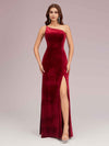 Sexy Simple One Shoulder Long Velvet Bridesmaid Dresses With Slit