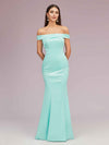 Sexy Off Shoulder Sleeveless Mermaid Long Soft Satin Bridesmaid Dresses