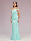 Sexy Off Shoulder Sleeveless Mermaid Long Soft Satin Party Prom Dresses
