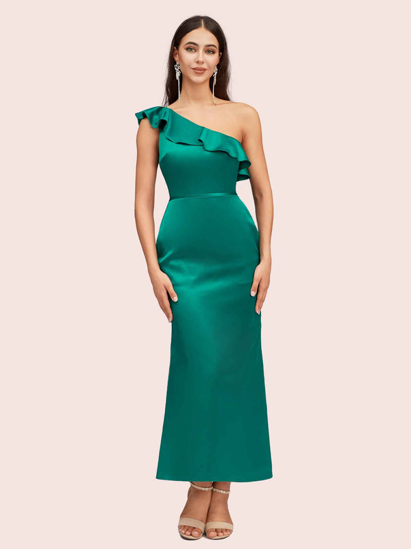 Elegant Mermaid One Shoulder Short Soft Satin Bridesmaid Dresses Online