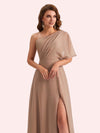 Elegant A-line Chiffon One Shoiulder Long Mother of the Brides Dresses Online