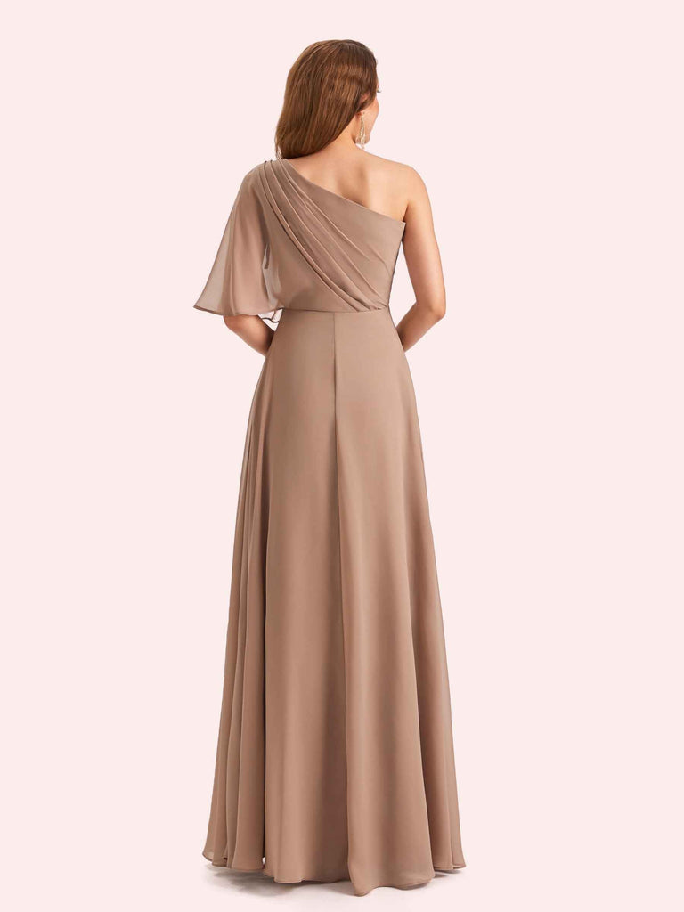 Elegant A-line Chiffon One Shoiulder Long Mother of the Brides Dresses Online