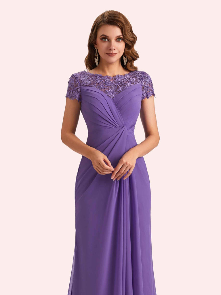 Elegant A-line Chiffon Short Sleeves Jewel Long Mother of the Brides Dresses Online Elegant A-line Chiffon Short Sleeves Jewel Long Mother of the Brides Dresses Online