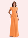 Elegant A-line Chiffon Short Sleeves Jewel Long Mother of the Brides Dresses Online
