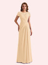 Elegant A-line Chiffon Short Sleeves Jewel Long Mother of the Brides Dresses Online