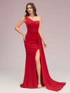 Sexy Side Slit One Shoulder Jersey Long Mermaid Bridesmaid Dresses For Sale