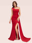 Sexy Side Slit One Shoulder Jersey Long Mermaid Bridesmaid Dresses