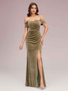 Sexy Velvet Off Shoulder Side Slit Mermaid Long Bridesmaid Dresses Online For Sale