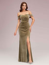 Sexy Velvet Off Shoulder Side Slit Mermaid Long Evening Prom Dresses Online
