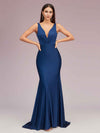 Sexy Backless Deep V-neck Long Soft Satin Mermaid Party Prom Dresses Online
