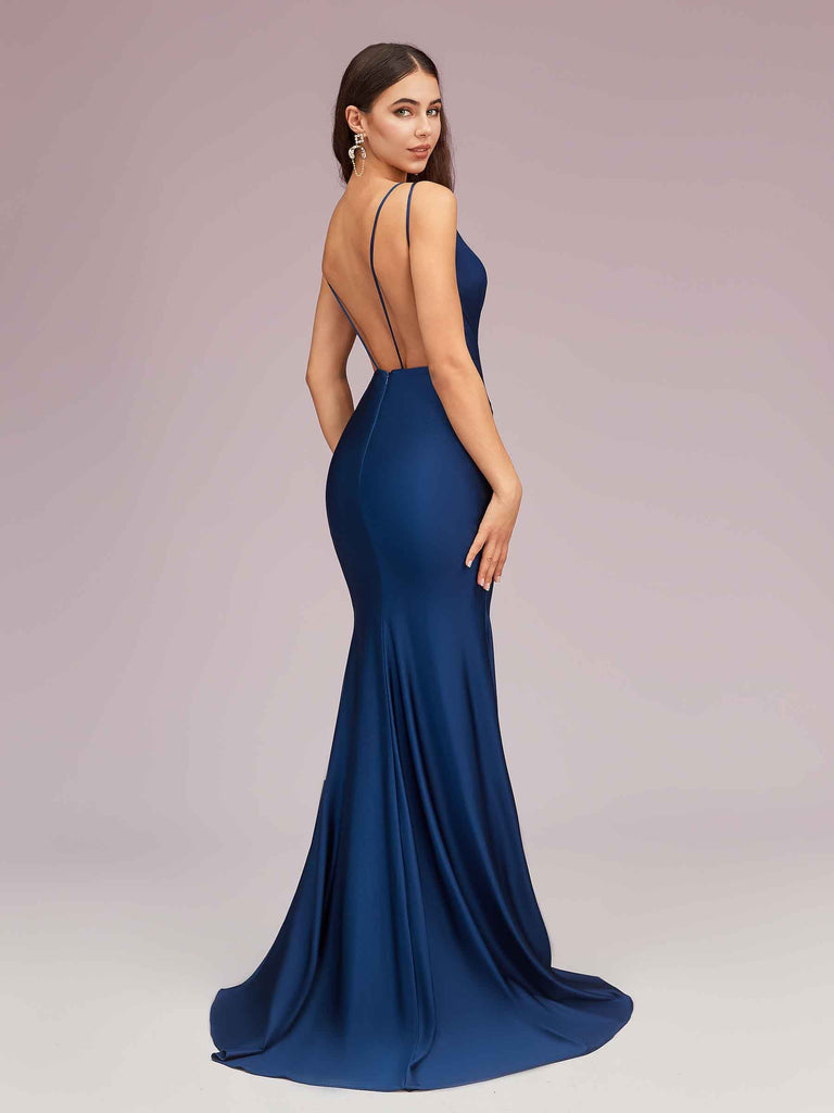 Sexy Deep V-neck Long Jersey Mermaid Bridesmaid Dresses Online Sexy Deep V-neck Long Jersey Mermaid Bridesmaid Dresses Online