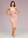 Elegant Sheath One Shoulder Soft Satin Short Bridesmaid Dresses Online