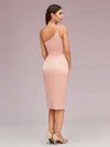 Elegant Sheath One Shoulder Soft Satin Short Bridesmaid Dresses Online