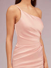 Elegant Sheath One Shoulder Soft Satin Short Bridesmaid Dresses Online