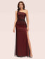 Sexy One Shoulder Red and Black Side Slit Long Prom Dresses Online