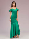Sexy Mermaid Cold Shoulder Silky Satin High Low Prom Dresses Online
