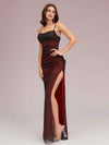 Sexy Spaghetti Straps Red And Black Prom Dresses With Slit