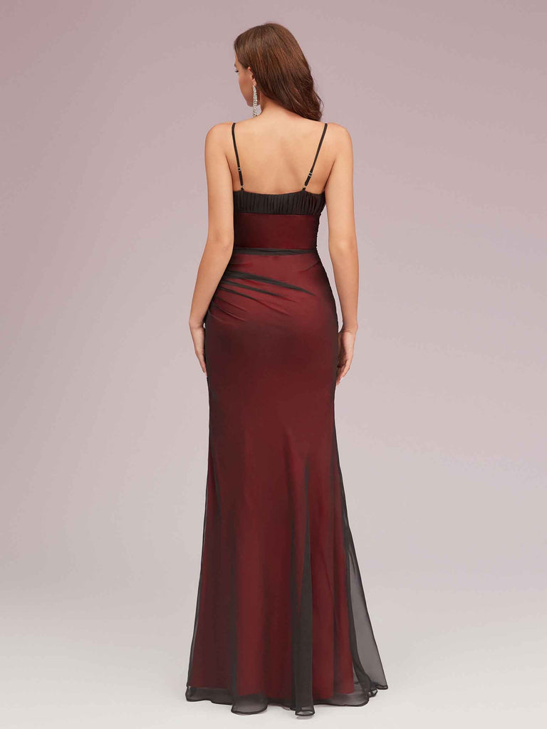Sexy Spaghetti Straps Red And Black Prom Dresses With Slit For Sale Sexy Spaghetti Straps Red And Black Prom Dresses With Slit For Sale
