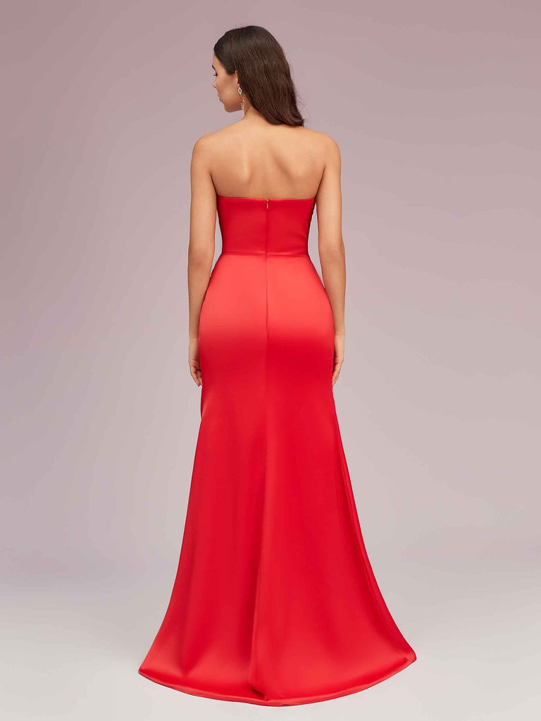 Simple Mermaid Sweetheart Side Slit Soft Satin Party Prom Dresses 2023 Simple Mermaid Sweetheart Side Slit Soft Satin Party Prom Dresses 2023