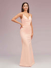 Sexy Spaghetti Straps Cowl Neck Backless Soft Satin Mermaid Formal Prom Dresses