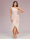 Elegant One Shoulder Mermaid Satin High Low Short Midi Evening Prom Dresses Online