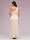 Elegant One Shoulder Mermaid Satin High Low Short Midi Evening Prom Dresses Online