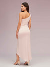 Elegant One Shoulder Mermaid Satin High Low Short Midi Evening Prom Dresses Online