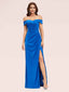 Sexy Off Shoulder Side Slit Stretchy Jersey Long Mermaid Bridesmaid Dresses Online