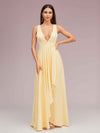 Elegant A-Line V-Neck Long Soft Satin Evening Prom Dresses Online