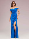 Sexy Off Shoulder Side Slit Stretchy Jersey Long Mermaid Evening Prom Dresses Online