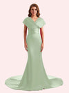 Convertible Mermaid Backless Soft Satin Long Bridesmaid Dress For Wedding