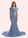 Convertible Mermaid Backless Soft Satin Long Bridesmaid Dress For Wedding