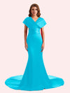 Convertible Mermaid Backless Soft Satin Long Bridesmaid Dress For Wedding