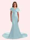 Convertible Mermaid Backless Soft Satin Long Bridesmaid Dress For Wedding