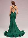 Sexy Backless Criss Cross Side Slit Stretchy Jersey Long Mermaid Party Prom Dresses