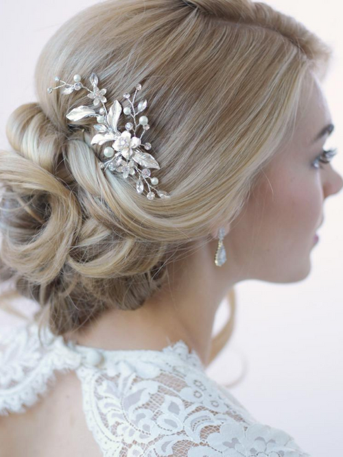 Simple Fairy Beauty Tiara Delicate Handmade Flower Side Clip Bride Wedding Dress Hairpin