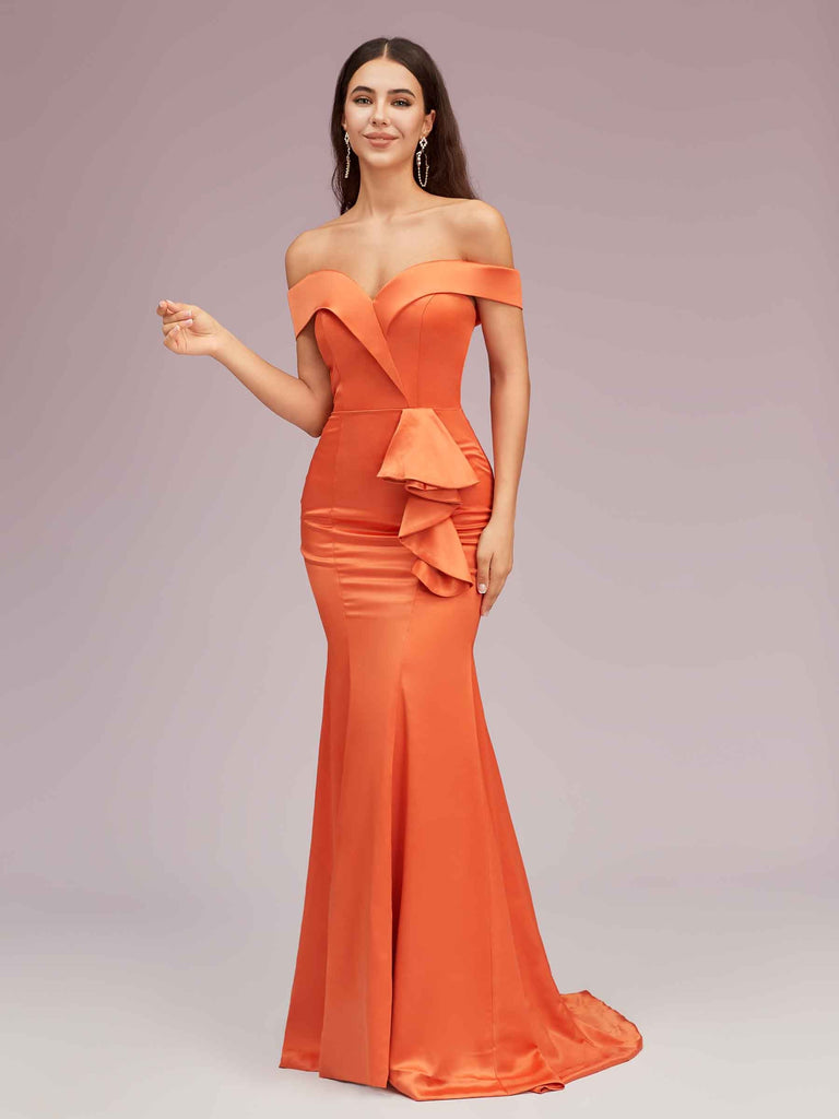 Elegant Soft Satin Mermaid Off Shoulder Unique Long Evening Prom Dresses Online Elegant Soft Satin Mermaid Off Shoulder Unique Long Evening Prom Dresses Online