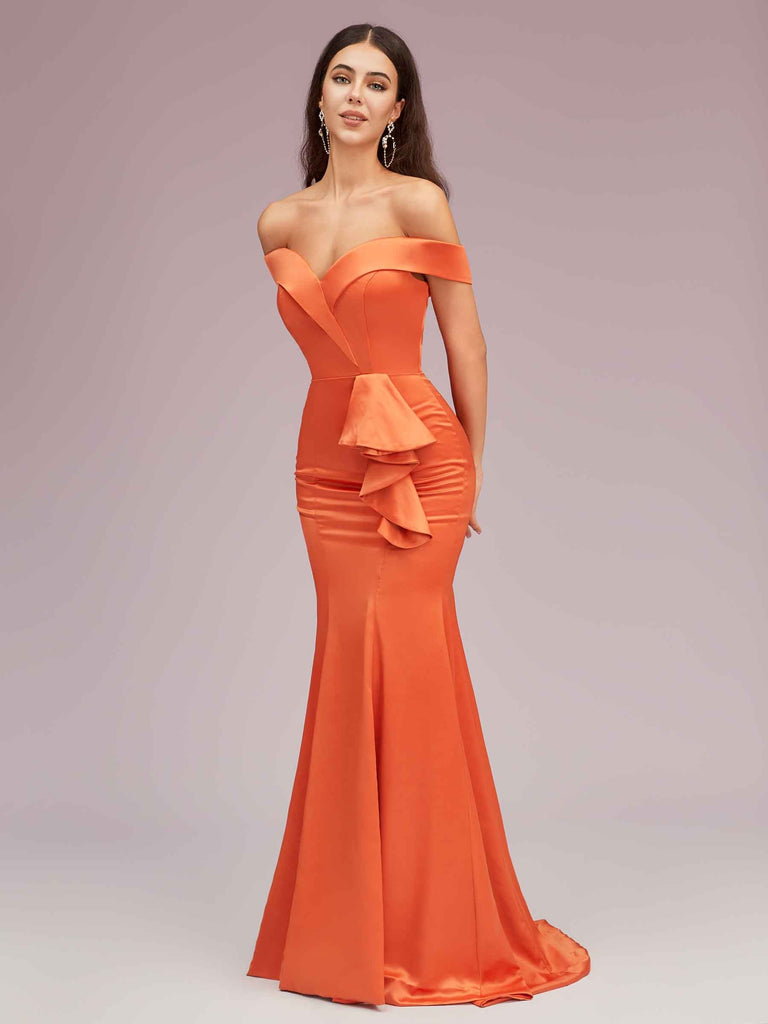 Elegant Soft Satin Mermaid Off Shoulder Unique Long Evening Prom Dresses Online Elegant Soft Satin Mermaid Off Shoulder Unique Long Evening Prom Dresses Online