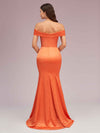 Elegant Soft Satin Mermaid Off Shoulder Unique Long Evening Prom Dresses Online