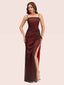 Sexy Spaghetti Straps Red and Black Side Slit Long Prom Dresses Online