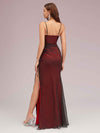 Sexy Spaghetti Straps Red and Black Side Slit Long Prom Dresses Online For Sale