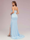 Sexy Mermaid Sweetheart Long Soft Satin Formal Prom Dresses With Slit