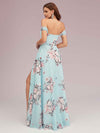 Elegant Floral Chiffon Off Shoulder Side Slit Long Chiffon Graduation Prom Dresses Online