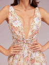 Sexy Deep V-neck Side Slit Unique Long Floral Bridesmaid Dresses Online For Sale