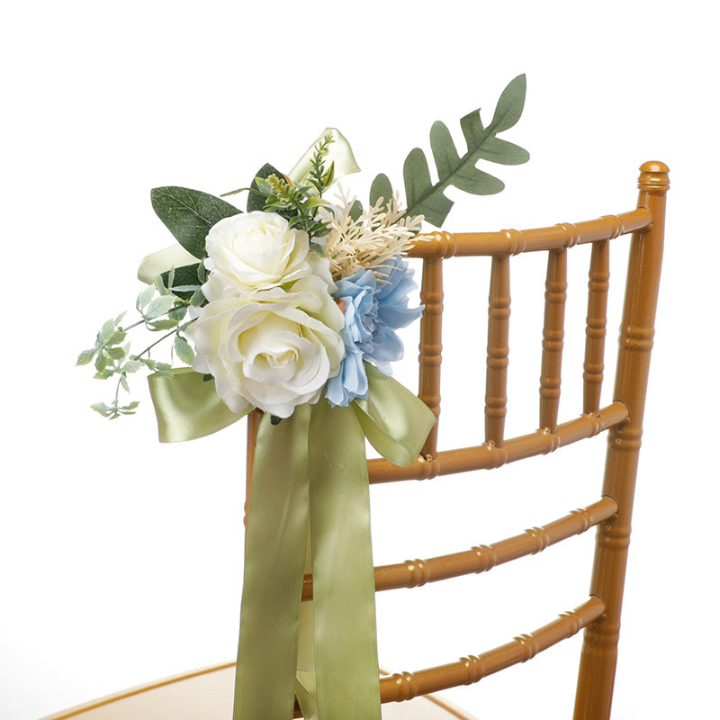 New Artificial Chair Back Flower Outdoor Wedding Banquet Decorative Flower Simulation Fresh Fake Flowers, CF17023