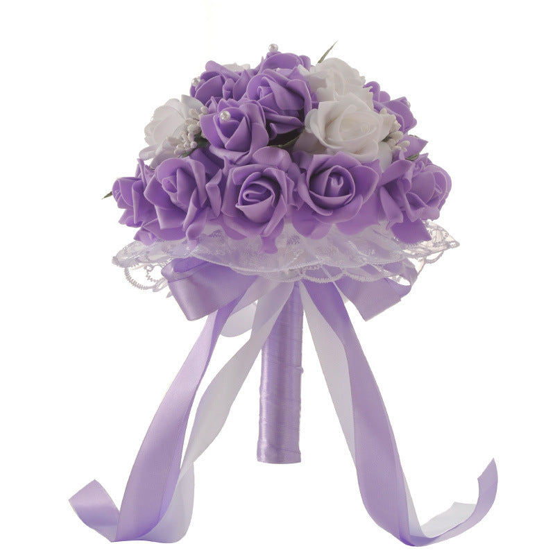 Wedding Flower For The Groom And Bride, Simulated Rose Wedding Bouquet, WF05